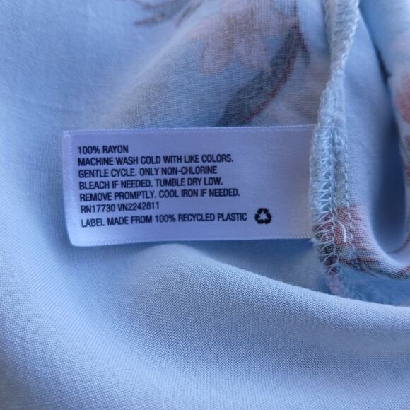 Ava & Viv Floral Blouson Dress XL lightweight summer button front blue - Picture 9 of 15